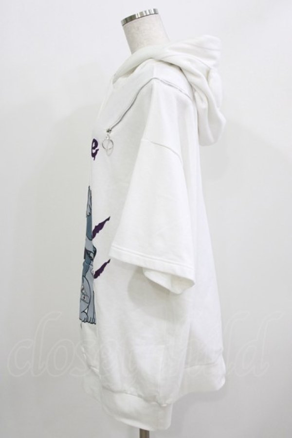 画像2: Amilige / NightmareWolf耳付き半袖ZIPパーカー  ホワイト H-26-03-14-1029-PU-TO-KB-ZH (2)