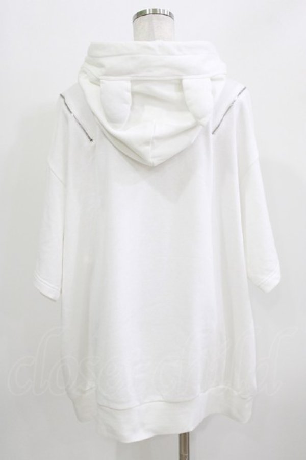 画像3: Amilige / NightmareWolf耳付き半袖ZIPパーカー  ホワイト H-26-03-14-1029-PU-TO-KB-ZH (3)