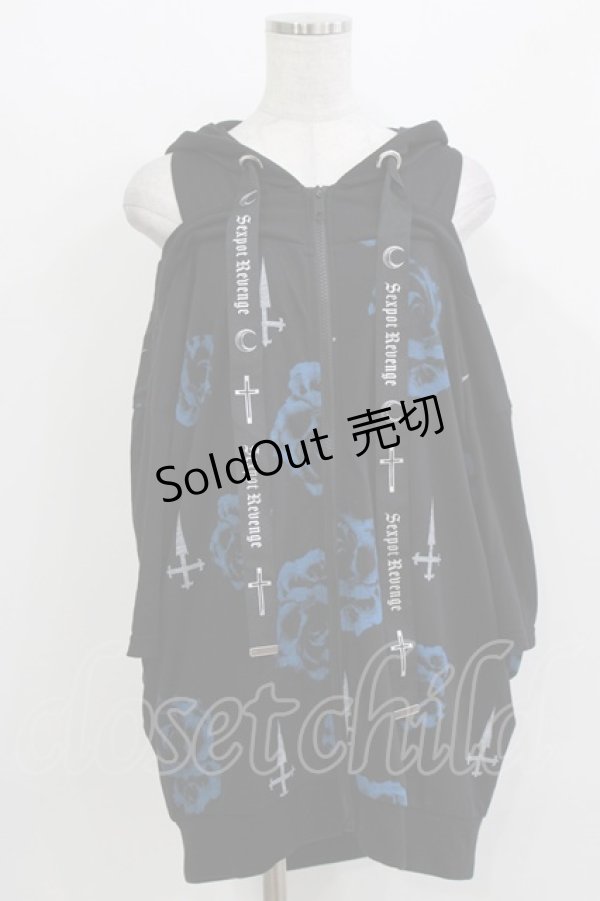 画像1: SEX POT ReVeNGe / オフショル風半袖ZIPパーカー  ブラック H-26-03-14-1035-SP-TO-KB-ZH (1)