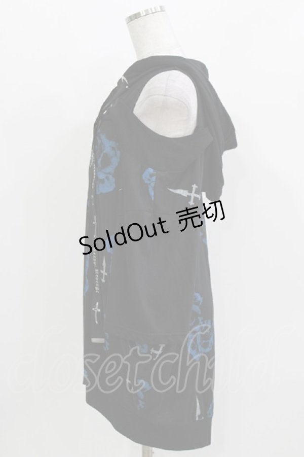 画像2: SEX POT ReVeNGe / オフショル風半袖ZIPパーカー  ブラック H-26-03-14-1035-SP-TO-KB-ZH (2)