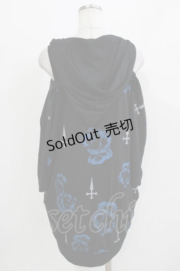 画像3: SEX POT ReVeNGe / オフショル風半袖ZIPパーカー  ブラック H-26-03-14-1035-SP-TO-KB-ZH (3)