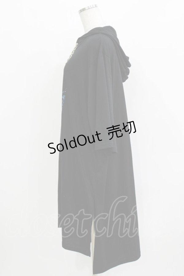 画像2: SEX POT ReVeNGe / チェーンフード半袖プルパーカー  黒 H-26-03-14-1036-SP-TO-KB-ZH (2)