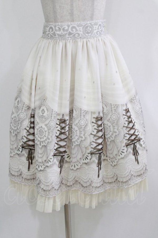 画像1: abilletage / プリンセス柄シフォンスカート  ミディアム丈/オフ H-26-03-14-1005-GO-SK-KB-ZH (1)