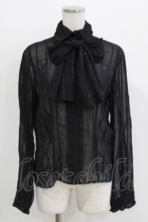 画像: alice auaa / スパンコールストライプブラウス 3(約9号) 黒 H-26-03-14-1048-AA-BL-AK-ZH