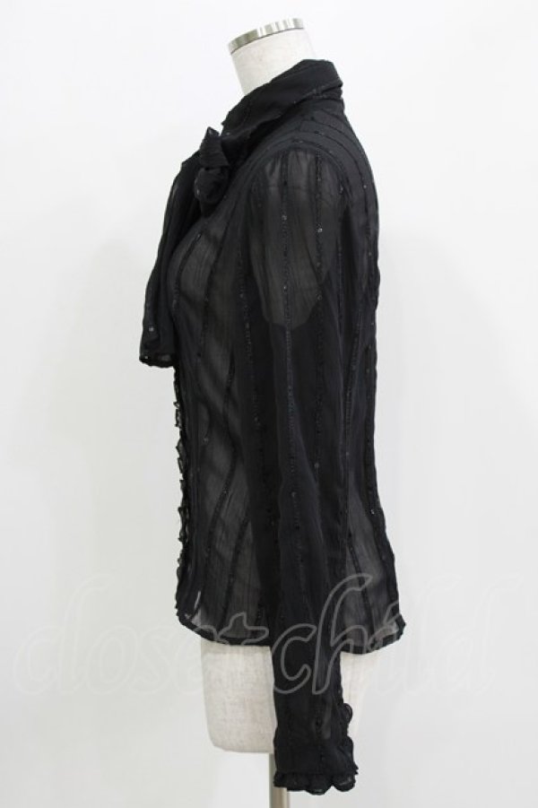 画像2: alice auaa / スパンコールストライプブラウス 3(約9号) 黒 H-26-03-14-1048-AA-BL-AK-ZH (2)