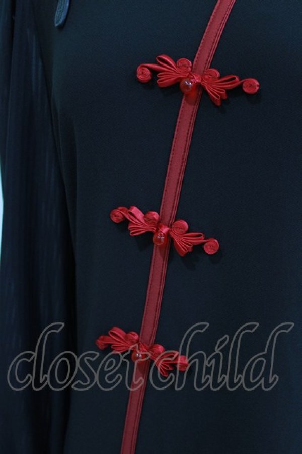 画像4: Qutie Frash / チャイナパフスリーブチュニック  黒×赤 H-26-03-14-1053-QU-TO-KB-ZH (4)