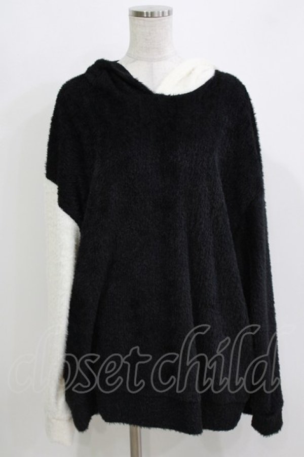 画像1: Deorart / キャット・シャギーネコミミフードパーカー M ブラック×ホワイト H-26-03-14-1054-PU-TO-KB-ZH (1)