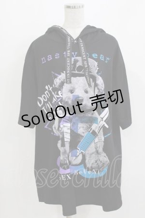 画像: SEX POT ReVeNGe / プリント半袖プルパーカー  黒 H-26-03-14-1055-SP-TO-KB-ZH