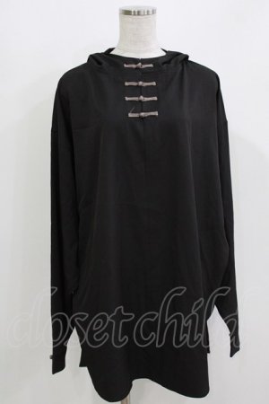 画像: Deorart / チャイナボタンフードシャツ L ブラック H-26-03-14-1057-PU-TO-KB-ZH