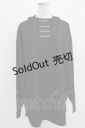 画像: Deorart / チャイナボタンフードシャツ L ブラック H-26-03-14-1057-PU-TO-KB-ZH