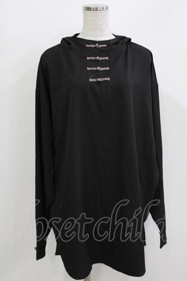 画像1: Deorart / チャイナボタンフードシャツ L ブラック H-26-03-14-1057-PU-TO-KB-ZH (1)