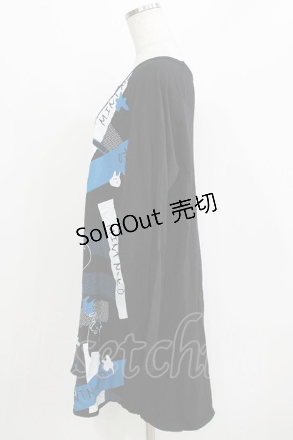 画像2: MINT NeKO / ペイントネコラグランカットワンピース  ブラック×ブラック H-26-03-14-1062-HN-OP-KB-ZH (2)