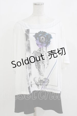 画像: SEX POT ReVeNGe / プリント切替半袖カットソー  白×黒 H-26-03-14-1065-SP-TO-KB-ZH