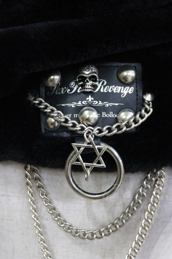 画像2: SEX POT ReVeNGe / チャーム付フェイクファースヌード  ブラック H-26-03-14-1069-SP-ZA-KB-ZH (2)