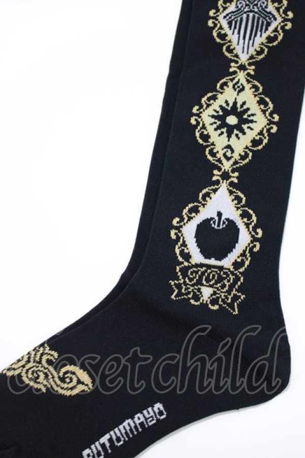 画像2: PUTUMAYO / 櫛と羅針盤とりんごのニーハイソックス  黒 H-26-03-14-1072-PT-ZA-AK-ZH (2)
