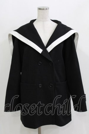 画像: Amilige / セーラーカラーメルトンコート  ブラック H-26-03-14-1013-PU-CO-KB-ZH