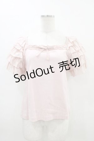 画像: PINK HOUSE / ローンフリル袖使いカットソー Free ピンク H-26-03-14-055-LO-TO-NS-ZH