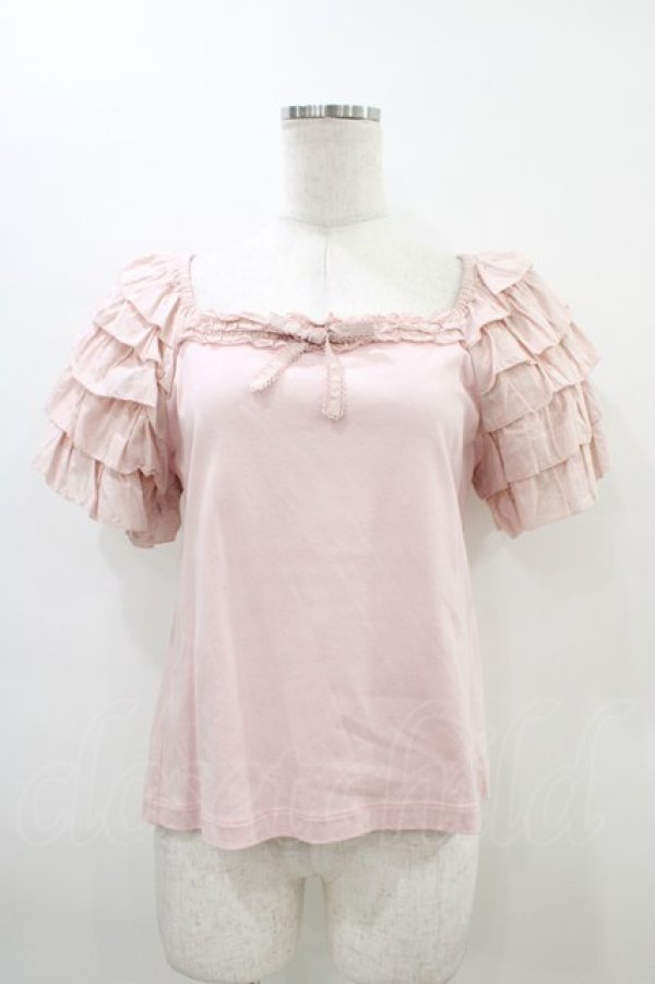 画像1: PINK HOUSE / ローンフリル袖使いカットソー Free ピンク H-26-03-14-055-LO-TO-NS-ZH (1)