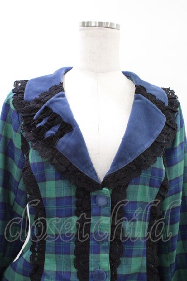 画像4: Chalmiere / タータンチェックジャケット M グリーン H-26-03-14-063-0-JA-NS-ZH (4)