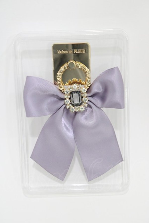 画像2: Maison de FLEUR / ビジューリボンスマホリング  ラベンダー H-26-03-14-011-LO-ZA-NS-ZH (2)