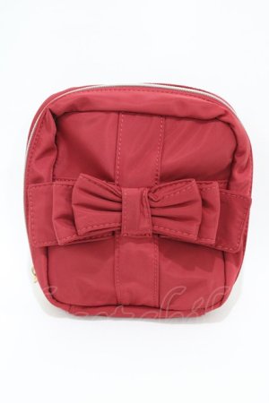 画像: m petit by misako / AMリボンスクエアポーチ  レッド H-26-03-14-012-LO-ZA-NS-ZH