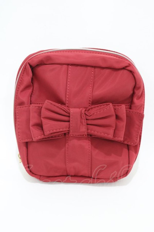 画像1: m petit by misako / AMリボンスクエアポーチ  レッド H-26-03-14-012-LO-ZA-NS-ZH (1)