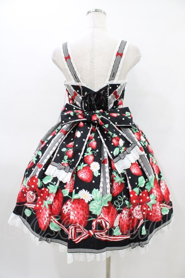 画像2: Angelic Pretty / 摘みたていちごジャンパースカートSet Free ブラック H-26-03-14-015-AP-OP-NS-ZH (2)