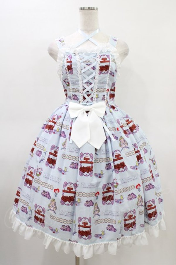 画像1: metamorphose / Disney Alice in Wonderlandジャンパースカートセット サイズ1(通常サイズ) サックス H-26-03-14-016-ME-OP-NS-ZH (1)