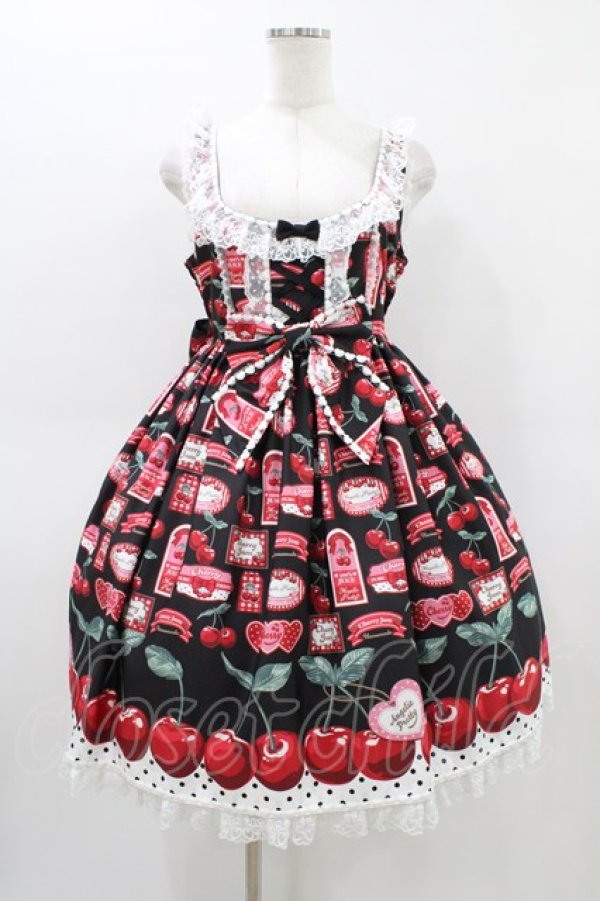 画像1: Angelic Pretty / Cherry Jam Labelジャンパースカート Free ブラック H-26-03-14-024-AP-OP-NS-ZH (1)