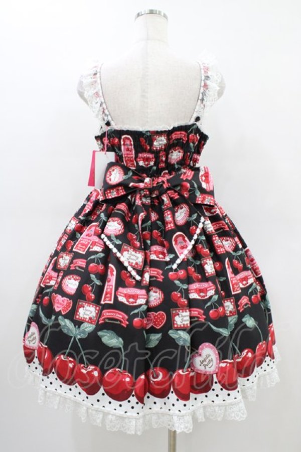 画像2: Angelic Pretty / Cherry Jam Labelジャンパースカート Free ブラック H-26-03-14-024-AP-OP-NS-ZH (2)