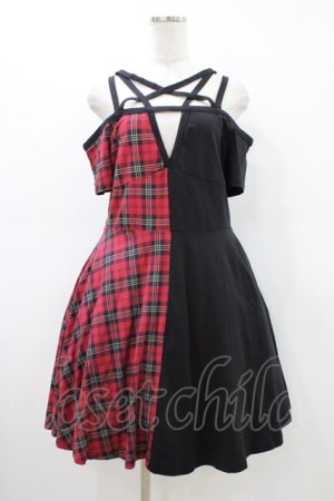 画像: KILL STAR / チェック切替ワンピース L 黒×赤 H-26-03-15-028-SL-OP-KB-ZH