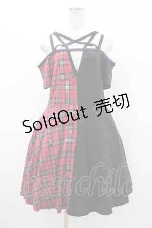 画像: KILL STAR / チェック切替ワンピース L 黒×赤 H-26-03-15-028-SL-OP-KB-ZH