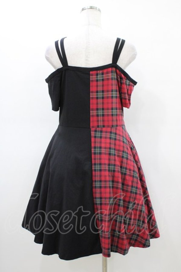 画像2: KILL STAR / チェック切替ワンピース L 黒×赤 H-26-03-15-028-SL-OP-KB-ZH (2)