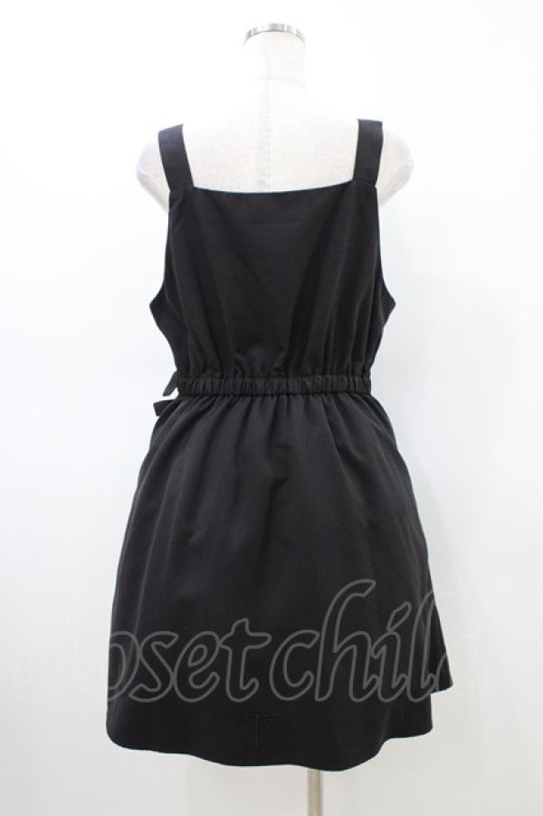 画像2: NieR Clothing / クロス刺繍ジャンパースカート  ブラック H-26-03-15-029-PU-OP-KB-ZH (2)