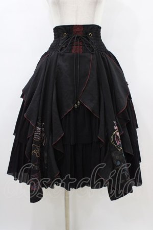 画像: Ozz oneste / 鳳凰イレギュラーフリルスカート  黒×赤 H-26-03-15-031-OO-SK-KB-ZH