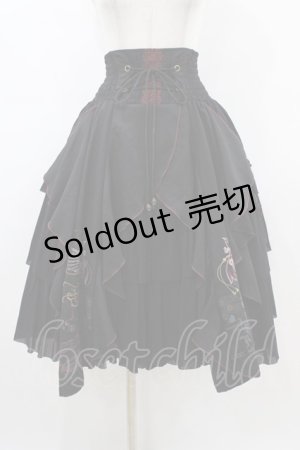 画像: Ozz oneste / 鳳凰イレギュラーフリルスカート  黒×赤 H-26-03-15-031-OO-SK-KB-ZH