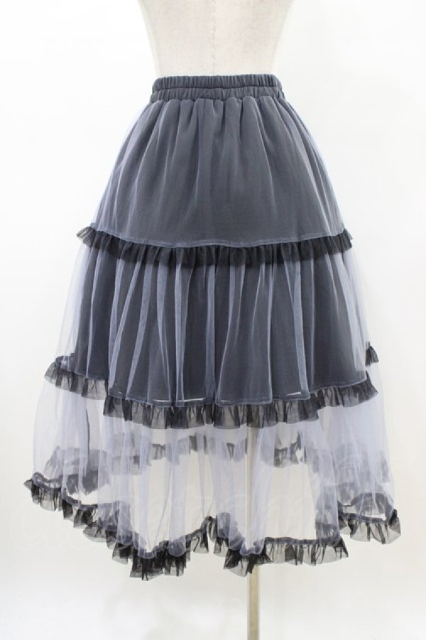 画像2: LISTEN FLAVOR / チュールティアードスカート  ブルー H-26-03-15-032-PU-SK-KB-ZH (2)