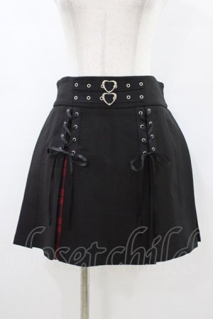 画像: DARK IN LOVE / Punk rock high waist pleated hiding red plaid mini skirt L ブラック H-26-03-15-036-PU-SK-KB-ZH
