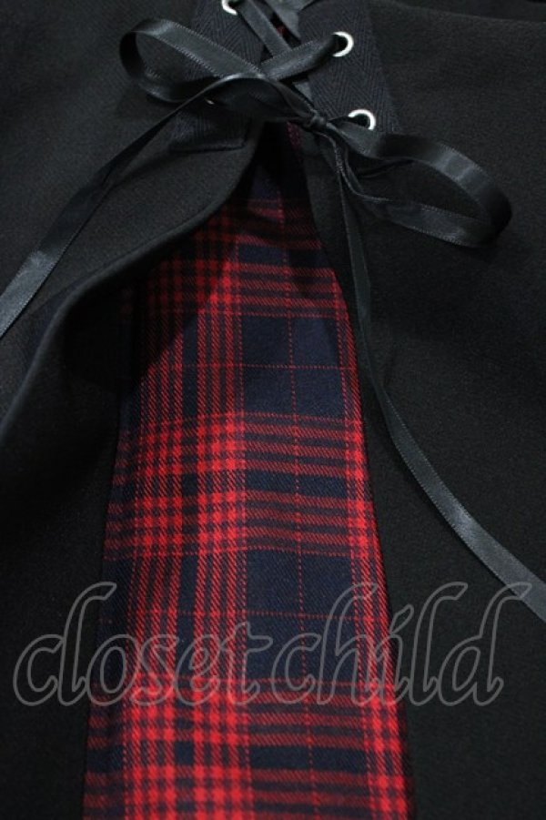 画像3: DARK IN LOVE / Punk rock high waist pleated hiding red plaid mini skirt L ブラック H-26-03-15-036-PU-SK-KB-ZH (3)