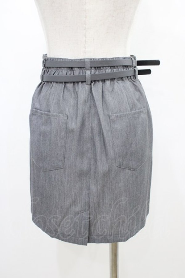 画像2: NieR Clothing / ダブルベルトミニスカート  グレー H-26-03-15-037-PU-SK-KB-ZH (2)