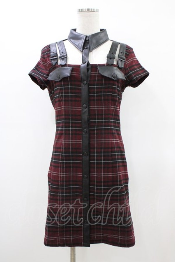 画像1: KILL STAR / チェックシャツワンピース M ボルドー×ブラック H-26-03-15-039-SL-OP-KB-ZH (1)