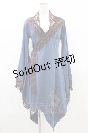 画像: Ozz oneste / 着物袖カーディガン  青×茶 H-26-03-15-040-OO-TO-KB-ZH