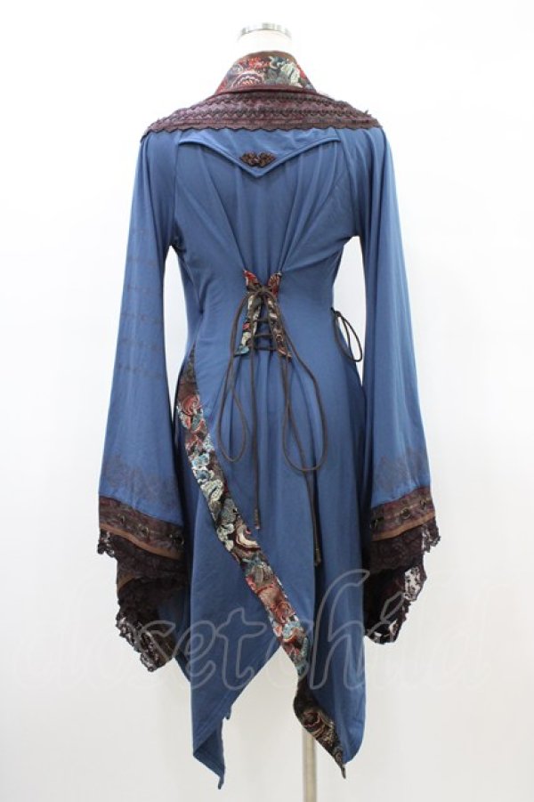 画像2: Ozz oneste / 着物袖カーディガン  青×茶 H-26-03-15-040-OO-TO-KB-ZH (2)