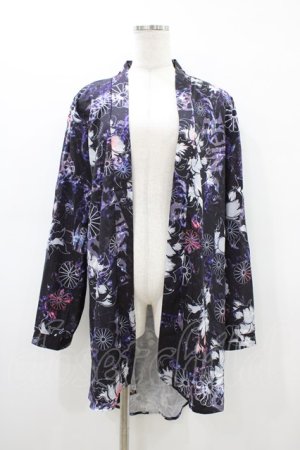 画像: NieR Clothing / プリント羽織  和柄九尾/黒 H-26-03-15-044-PU-TO-KB-ZH