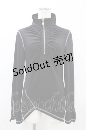 画像: Ozz On / ギャザーハイネックZIPトップス  ブラック H-26-03-15-045-OO-TO-KB-ZH