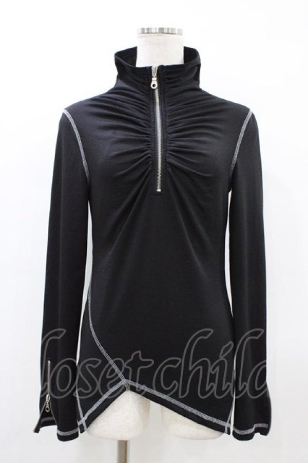 画像1: Ozz On / ギャザーハイネックZIPトップス  ブラック H-26-03-15-045-OO-TO-KB-ZH (1)