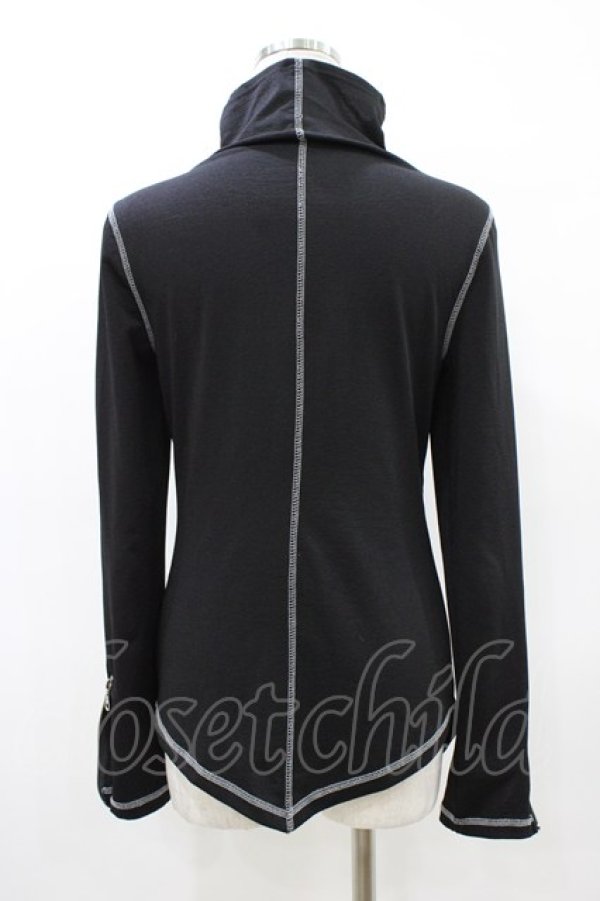 画像2: Ozz On / ギャザーハイネックZIPトップス  ブラック H-26-03-15-045-OO-TO-KB-ZH (2)