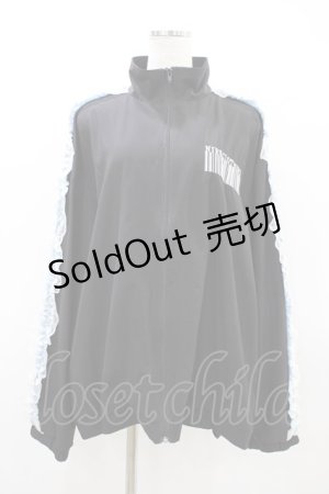 画像: NieR Clothing / レースフリルZIP OUTER  黒×サックス H-26-03-15-046-PU-JA-KB-ZH