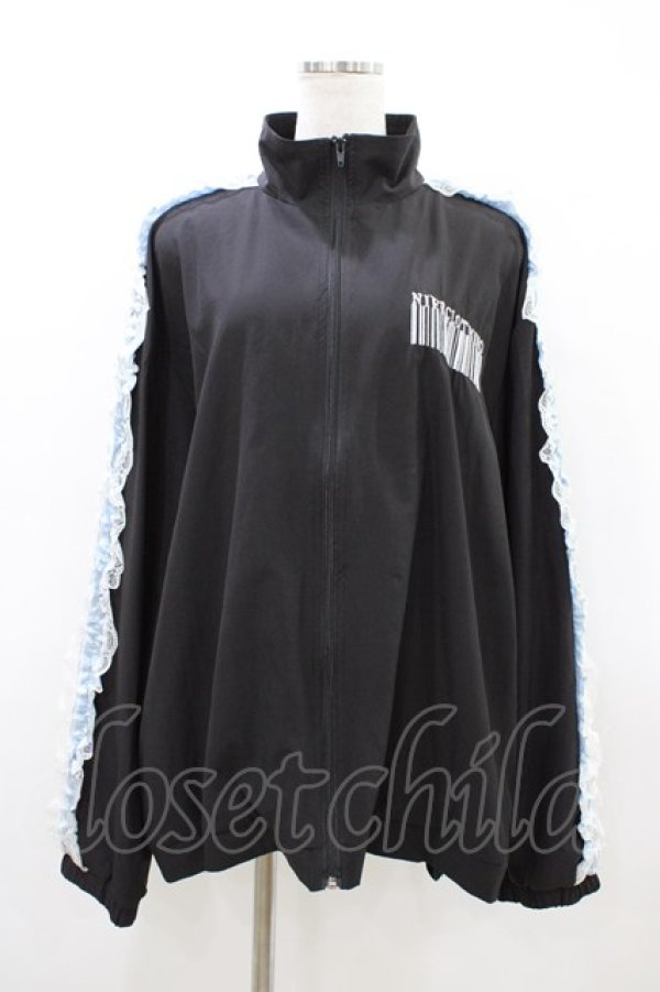 画像1: NieR Clothing / レースフリルZIP OUTER  黒×サックス H-26-03-15-046-PU-JA-KB-ZH (1)