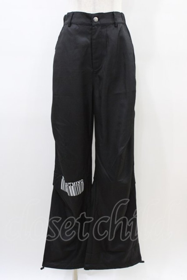 画像1: NieR Clothing / ロゴ刺繍パンツ  黒 H-26-03-15-006-PU-PA-KB-ZH (1)
